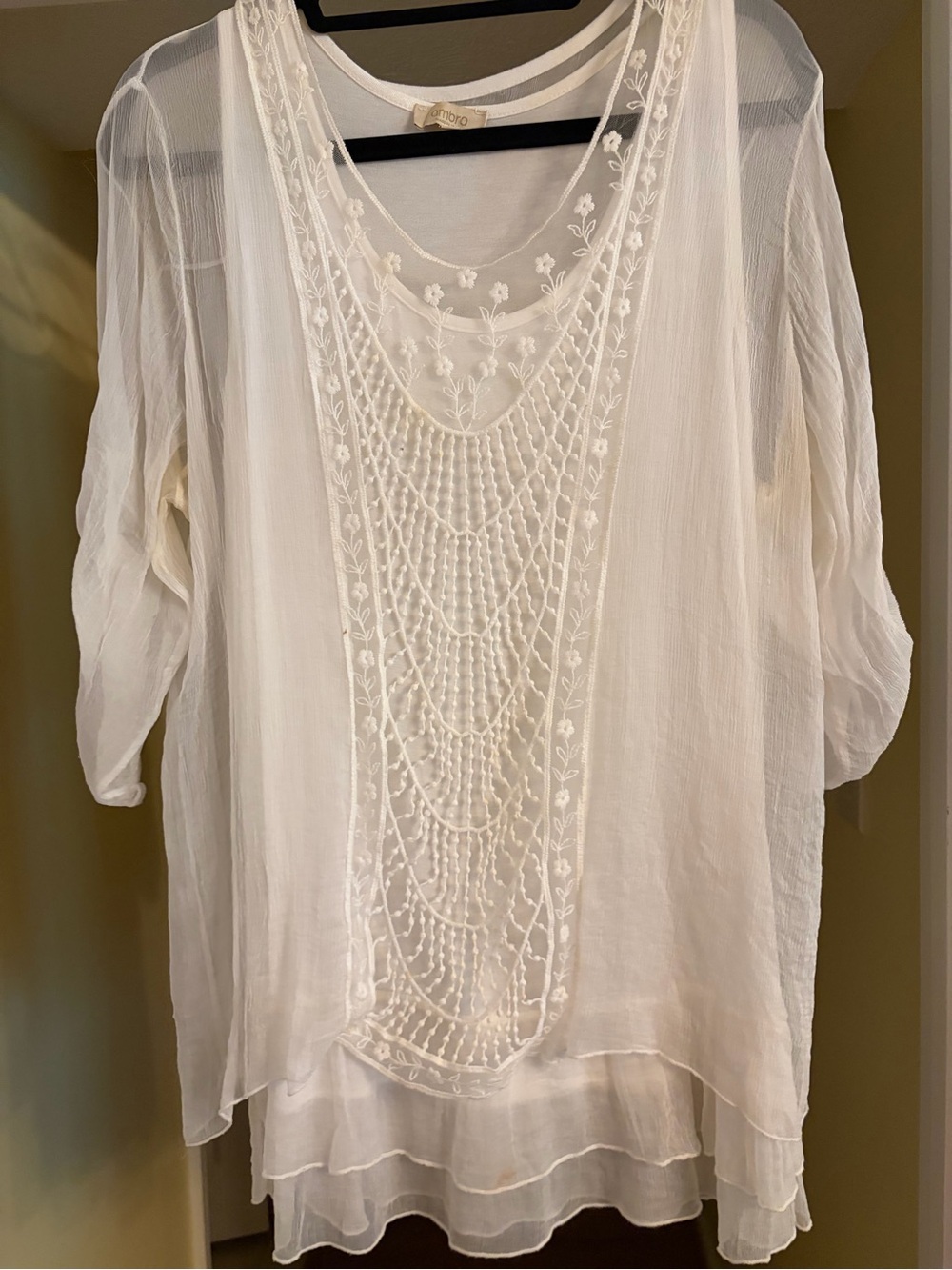 Boho Ambra White Sheer Women’s Top